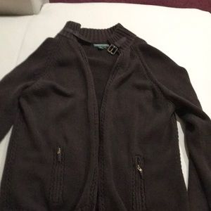 Dark brown zipper front sweater